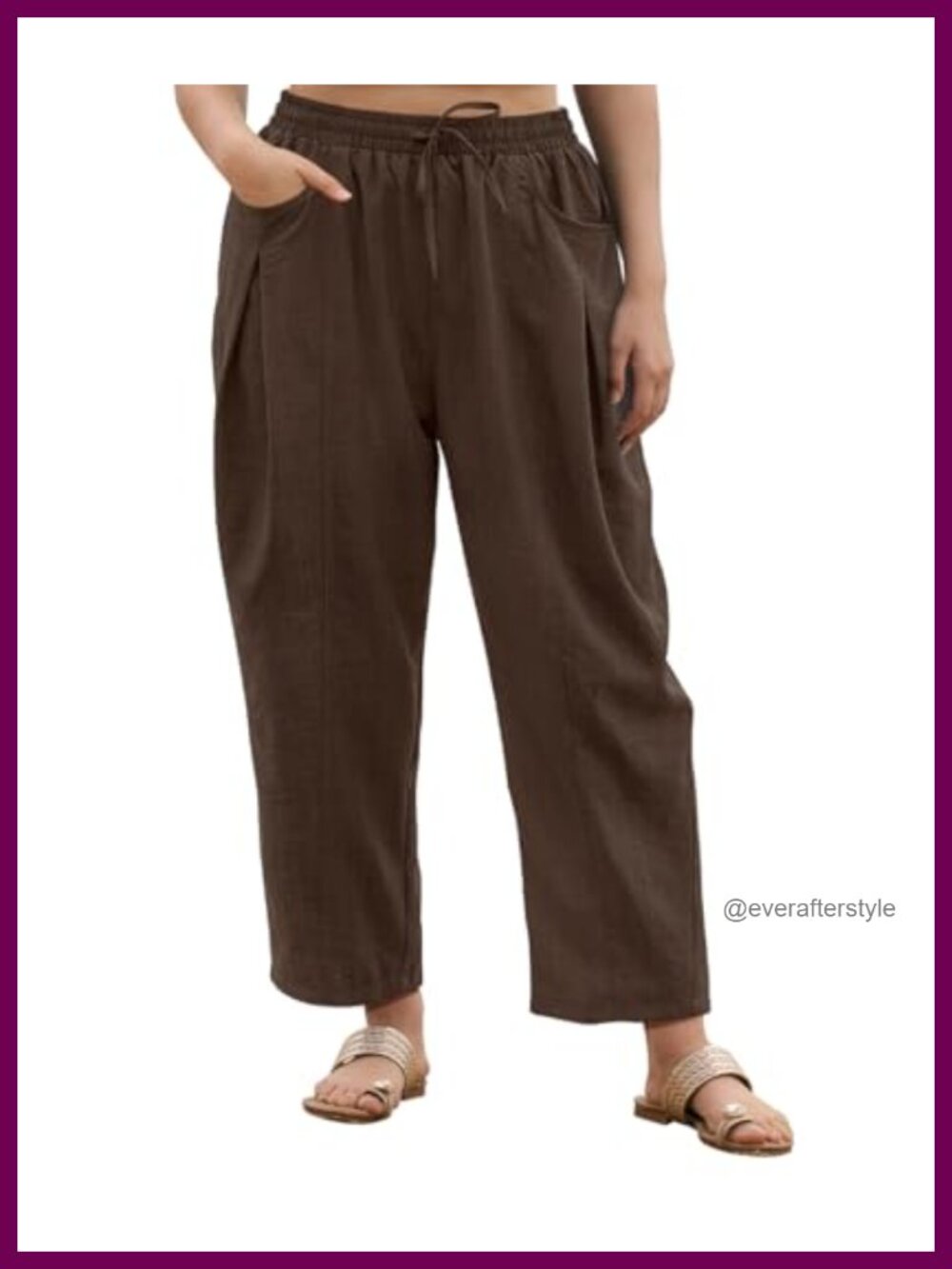 Plus Size Wide Leg Palazzo Pants Drawstring Beach Harem Trousers with Pockets